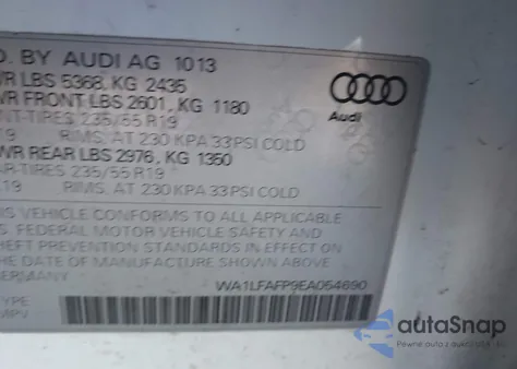 2014 Audi Q5 Premium Plus from USA, damaged, VIN WA1LFAFP9EA054690
